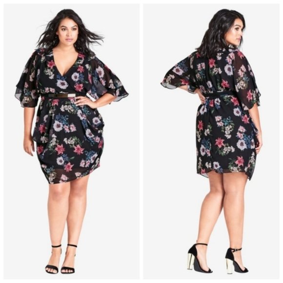Valentine's Day Plus XXL/24 City Chic Lily Love Wrap Dress - Picture 1 of 6